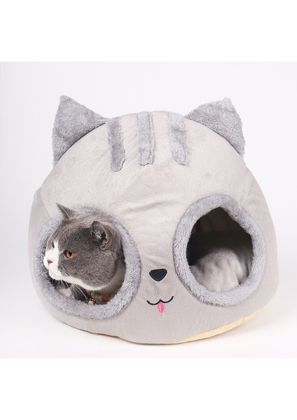 Resim Stili Olarak S Beden Sıcak Kedi Ev Mağara Kedi Yatağı Kış Köpek Yastık Mat Kedi Kafa Şekilli Kediler Evi Kulübe Yuvası Iç Mekan Kış Yeni Çıkarılabilir (Yurt Dışından) modelleri