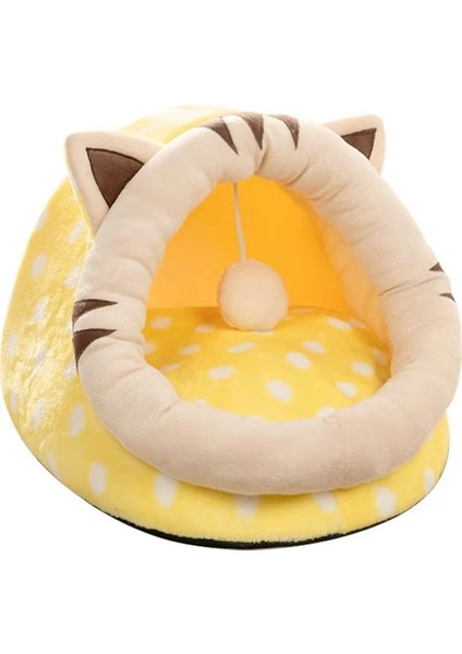 Sarı Stil (31X30X28CM) Tatlı Kedi Yatağı Sıcak Pet Sepeti Rahat Kedi Karyolası Yastık Kedi Evi Çadır Çok Yumuşak Küçük Köpek Mat Çanta Yıkanabilir Mağara Kediler Yatakları (Yurt Dışından)