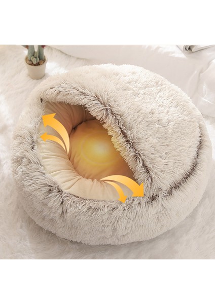 Kahve Stili 35X35CM Kedi Yatağı Peluş Yuvarlak Sıcak ve Rahat Kedi Evi Uzun Tüylü Derin Uyku Kedi Yatağı 2'ü 1 Arada Kaymaz Pet Malzemeleri (Yurt Dışından) fiyatları