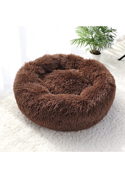 Koyu Kahve Tarzı 40CM Süper Yumuşak Kedi Yatağı Evi Sıcak Kış Kedi Yavrusu Yatak Yuvası Uzun Püsküllü Yavru Yuvarlak Koltuk Küçük Köpekler Kedi Kulübesi Kaymaz (Yurt Dışından)