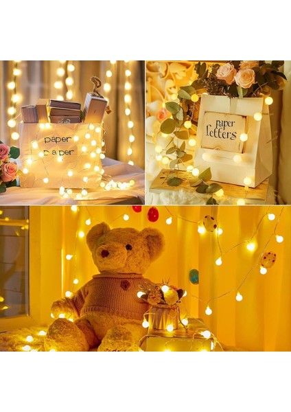 60 LED Sarı Işık Topları Usb'li 10 Metre