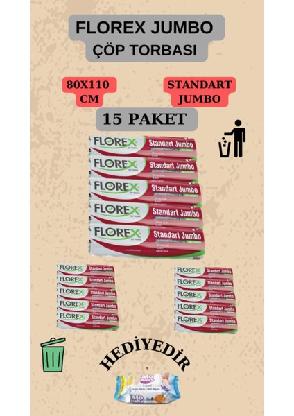 Standart Jumbo Boy 80 x 110 cm Çöp Poşeti x 10 Rulo 100 Adet