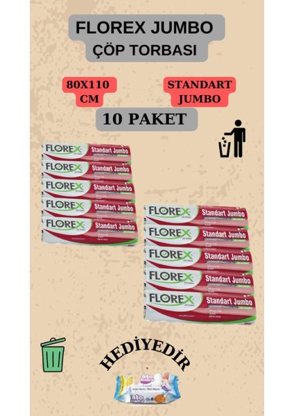 Standart Jumbo Boy 80 x 110 cm Çöp Poşeti x 15 Rulo 150 Adet