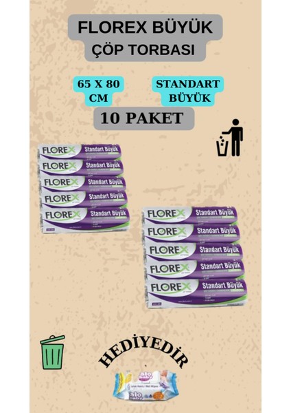 Standart Büyük Boy 65 x 80 cm Çöp Poşeti x 10 Rulo 100 Adet