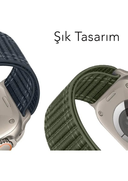 Apple Watch 5/6/7/89/10 Se Ultra Uyumlu 44 45 46 49MM Dalgalı Desenli Kumaş Hasır Cırtlı Kordon