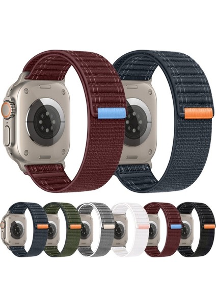 Apple Watch 5/6/7/89/10 Se Ultra Uyumlu 44 45 46 49MM Dalgalı Desenli Kumaş Hasır Cırtlı Kordon