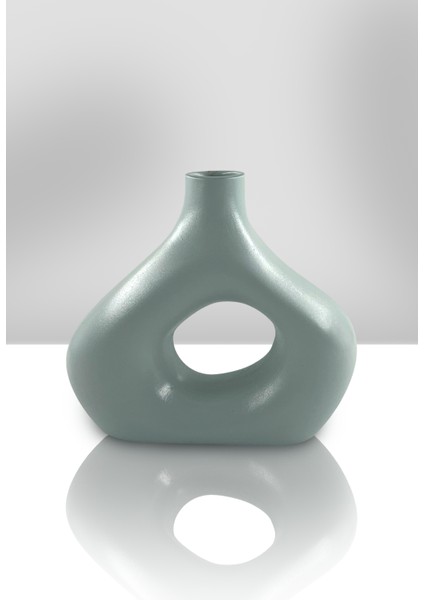 Zenith Seramik Vazo - Dekoratif Ev Aksesuarı - Gri - 19 cm * 21 cm fırsatları