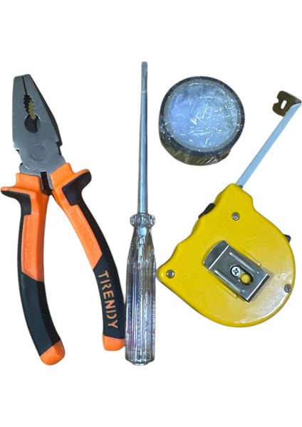 4 Parça Ürün Pense Metre Kontrol Kalemi Elektirik Bandı