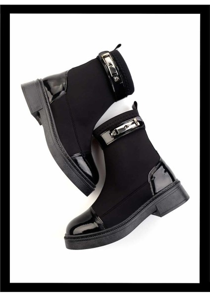 Siyah Streç Kadın Bot & Bootie K02643085017