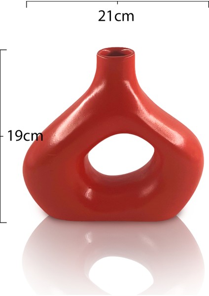 Zenith Seramik Vazo - Dekoratif Ev Aksesuarı - Kırmızı - 19 cm * 21 cm fiyatları