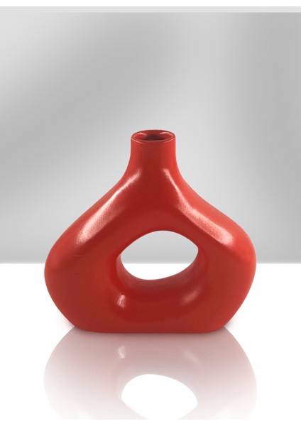 Zenith Seramik Vazo - Dekoratif Ev Aksesuarı - Kırmızı - 19 cm * 21 cm modelleri