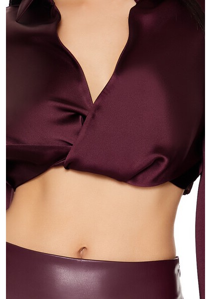 F21 Saten Crop Gömlek indirimleri