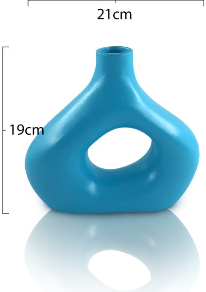 Zenith Seramik Vazo - Dekoratif Ev Aksesuarı - Turkuaz - 19 cm * 21 cm fiyatları