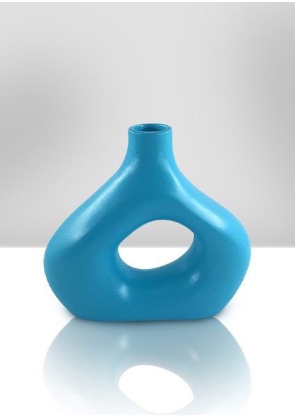 Zenith Seramik Vazo - Dekoratif Ev Aksesuarı - Turkuaz - 19 cm * 21 cm fırsatları