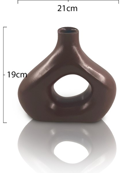 Zenith Seramik Vazo - Dekoratif Ev Aksesuarı - Kahve - 19 cm * 21 cm fiyatları