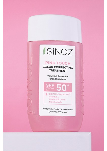 Sinoz Pink Touch Anında Ton Eşitleyici Pembe Yüz Bakım Kremi Spf50 - Mineral Güneş Filtresi 50ml