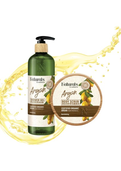Duş Jeli Argan 490 ml - Vücut Scrubı Argan 200 gr 2li Set