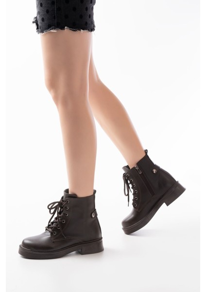 02-2003 Kahve Cilt Bağcıklı Fermuarlı Günlük Kadın Bot fiyatları