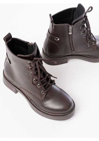 02-2003 Kahve Cilt Bağcıklı Fermuarlı Günlük Kadın Bot fırsatları