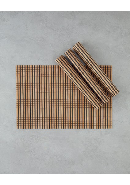 Breeze Bambu 4'lü Amerikan Servis 30X45 cm Siyah-Krem