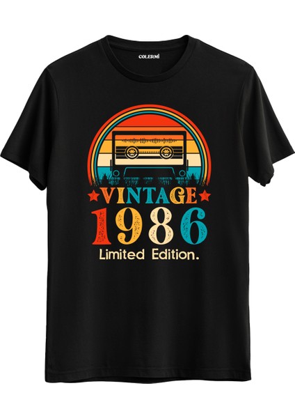 Retro 1986 Mixtape Limited Edition Regular Tişört Doğum Günü Hediyesi Baskılı Vintage Tasarım Hediye Regular Tişört