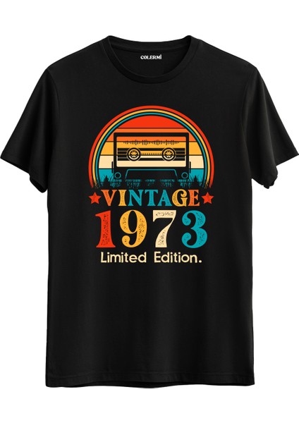 Retro 1973 Mixtape Limited Edition Regular Tişört Doğum Günü Hediyesi Baskılı Vintage Tasarım Hediye Regular Tişört