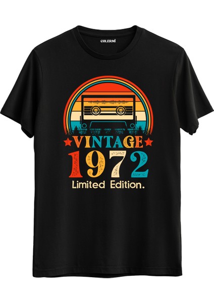 Retro 1972 Mixtape Limited Edition Regular Tişört Doğum Günü Hediyesi Baskılı Vintage Tasarım Hediye Regular Tişört