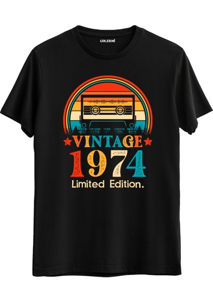 Retro 1974 Mixtape Limited Edition Regular Tişört Doğum Günü Hediyesi Baskılı Vintage Tasarım Hediye Regular Tişört