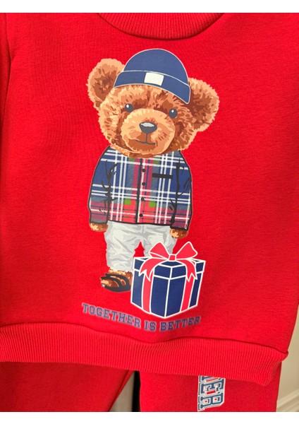 Teddy Ayıcık Baskılı 3 Iplik Şardonlu Sweat Lastikli Bel Eşofman Erkek Çocuk Takım fiyatları