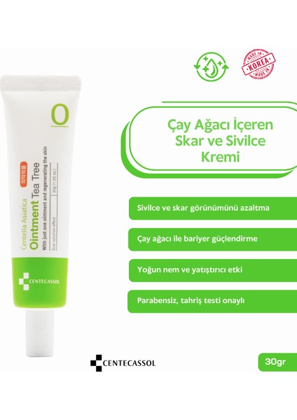 Çay Ağacı Özü Içeren Akne ve Komedon Karşıtı, Onarıcı, Nemlendirici, Besleyici Krem