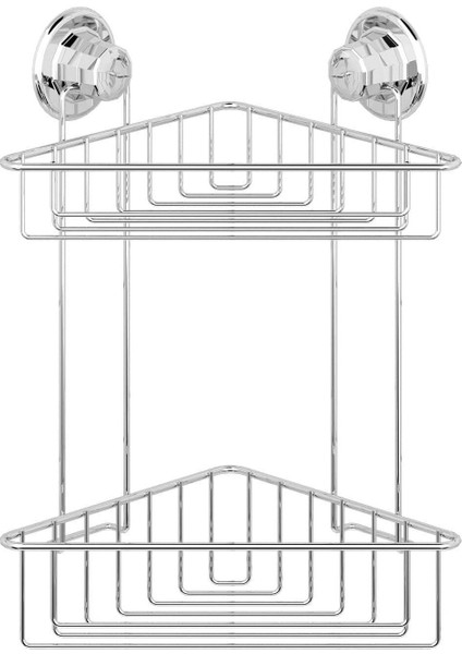 Vakumlu Iki Katlı Banyo Duş Rafı Krom DM257