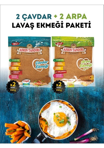 4’lü Paket (2ADET Ekşi Mayalı Çavdar + 2 Adet Ekşi Mayalı Arpa Lavaş Ekmeği Paketi)