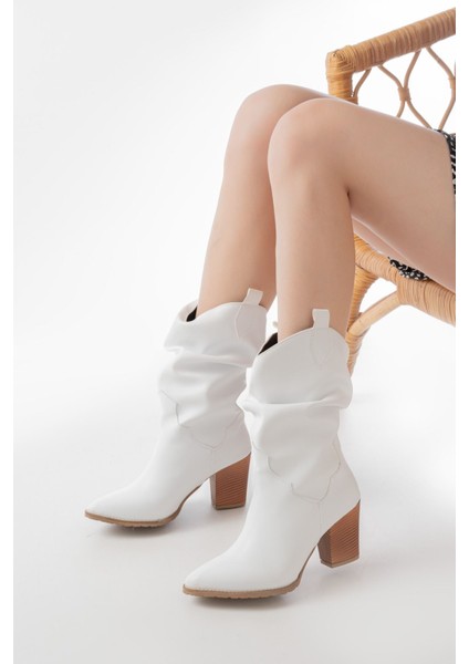 LS-1860 Beyaz Körüklü Kalın Topuklu Günlük Kadın Bot fırsatları