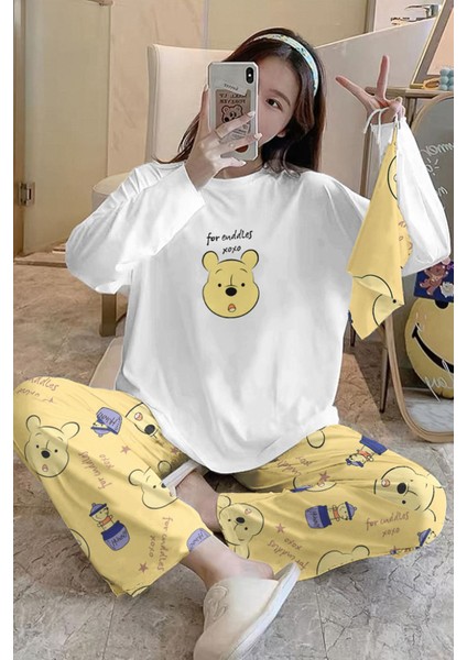 Hunny2 Bahd Trend Sweatshirt Pantolon Pooh Baskılı Pijama Takımı