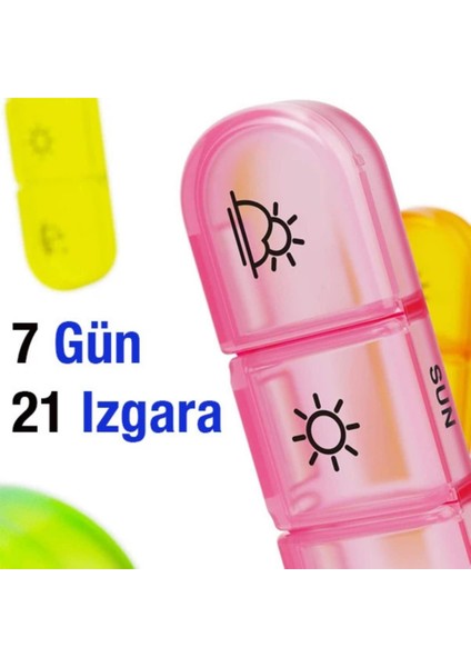 7 Günlük 21 Gözlü Haftalık Ilaç, Hap Saklama Kutusu, Kitlenir Kapaklı, Bpa Içermez Saklama Kutusu