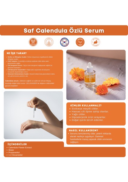 Calendula İçeren Sivilce Karşıtı Besleyici, Yatıştırıcı Serum