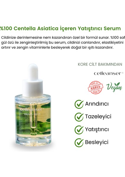 Centella Asiatica Içeren Onarıcı, Nemlendirici, Besleyici, Yatıştırıcı Yüz Serumu