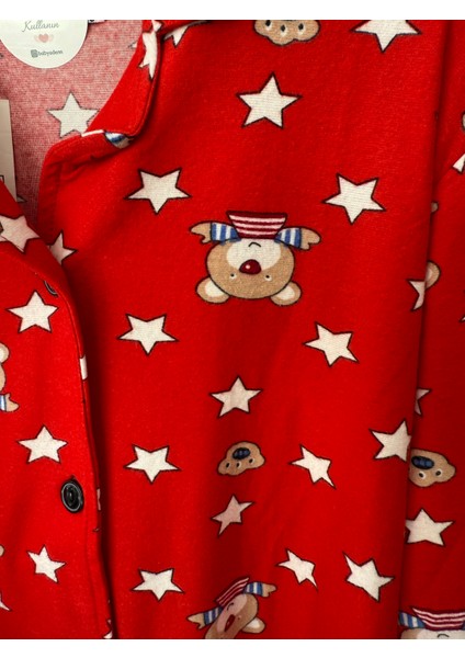 Babyaden Yeni Yıl Yılbaşı Noel Pijama Partisi Yıldız Teddy Ayıcıklı Kaşkorse Kız erkek Çocuk Pijama Takımı