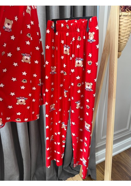 Babyaden Yeni Yıl Yılbaşı Noel Pijama Partisi Yıldız Teddy Ayıcıklı Kaşkorse Kız erkek Çocuk Pijama Takımı