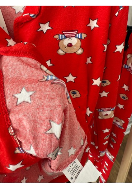 Babyaden Yeni Yıl Yılbaşı Noel Pijama Partisi Yıldız Teddy Ayıcıklı Kaşkorse Kız erkek Çocuk Pijama Takımı