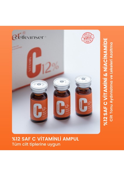 %12 Saf C Vitaminli Leke Karşıtı ve Aydınlatıcı Peptitli Serum