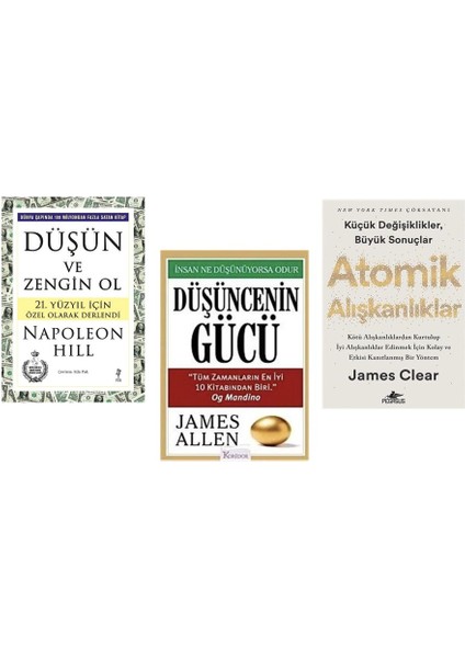 Atomik Alışkanlıklar - Düşün ve Zengin Ol - Düşüncenin Gücü 3 Kitap