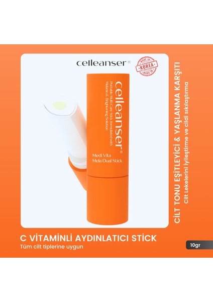 C Vitaminli Aydınlatıcı, Cilt Tonu Eşitleyici, Nemlendirici ve Yaşlanma Karşıtı Cilt Bakım Stick