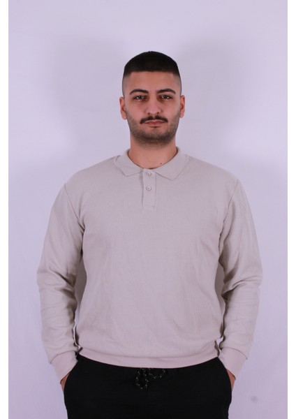 Polo Yaka Vizon Erkek Sweatshirt 5739