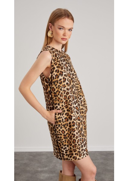 Miyu Leopar Nubuk Elbise
