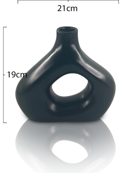 Zenith Seramik Vazo - Dekoratif Ev Aksesuarı - Siyah - 19 cm * 21 cm fiyatları
