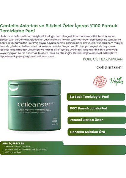 Centella Asiatica içeren %100 Pamuktan yapılmış Nemlendirici Temizleme Pedi Therapy Oil Pad