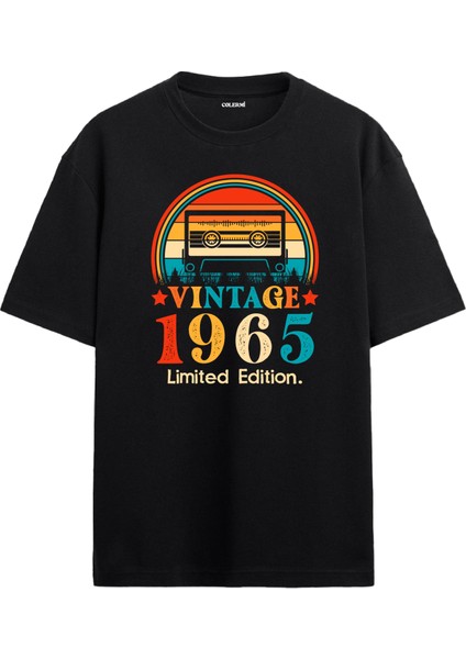 Retro 1965 Mixtape Limited Edition Oversize Tişört Doğum Günü Hediyesi Baskılı Vintage Tasarım Hediye Oversize Tişört