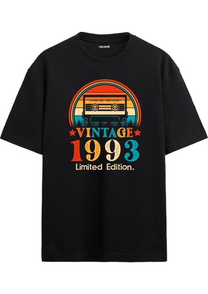 Retro 1993 Mixtape Limited Edition Oversize Tişört Doğum Günü Hediyesi Baskılı Vintage Tasarım Hediye Oversize Tişört