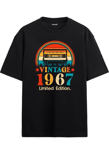 Retro 1967 Mixtape Limited Edition Oversize Tişört Doğum Günü Hediyesi Baskılı Vintage Tasarım Hediye Oversize Tişört